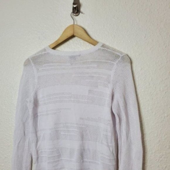 Vince Engineered Mesh Insert Crew Neck Sweater in White Women's Size Small - Picture 9 of 10